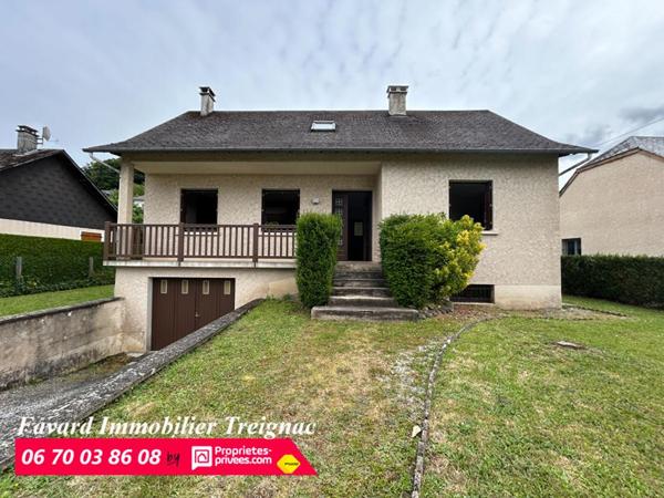 Maison  120 m²  3 chambres - garage  et  jardin plat  850 m² 19 260 TREIGNAC