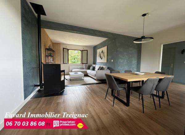 Maison  120 m²  3 chambres - garage  et  jardin plat  850 m² 19 260 TREIGNAC
