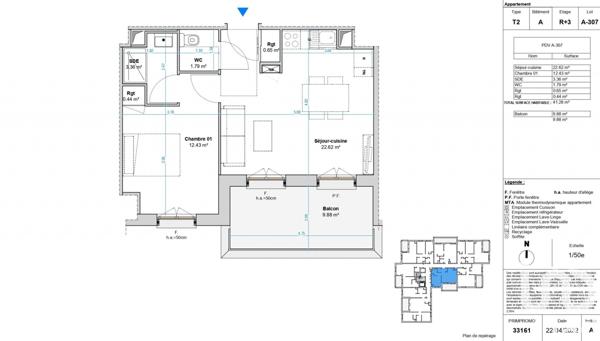 Appartement 2 pièces de 41 m² à La Riche (37520)