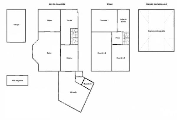 Maison 138 m² hab environ avec jardin, garage et grenier aménageable