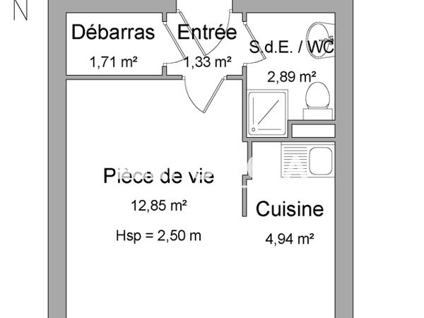 Location Studio 23.72 m² - 14 RUE MAURICE ROLLINAT Limoges 87000