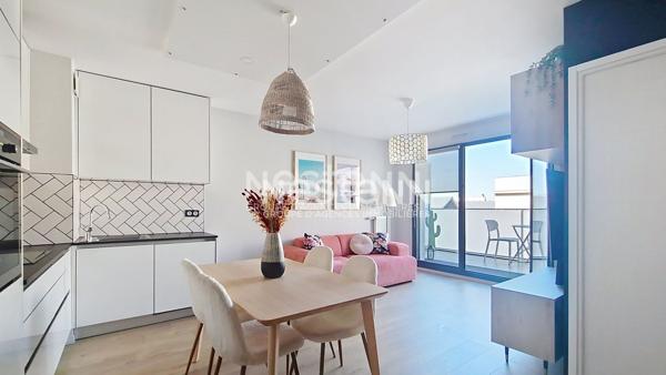 A louer : Appartement meublé de 2 pièces de 41 m² avec balcon et parking s/sol.