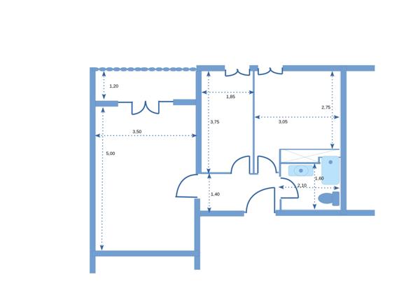 Appartement 2 pièces - 43 m² Exclusivité efficity