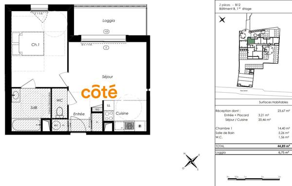 Vente Appartement44,89 m² - 2 Pièces - CHALLANS (85300)