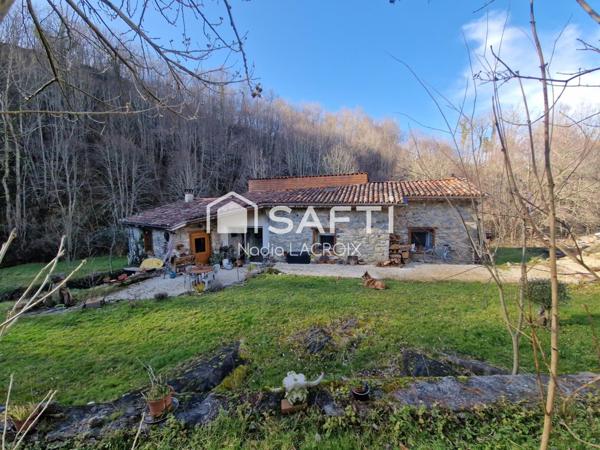 Ancien moulin rénové, 3 chambres. Terrain de 10 927 m² et cours d'eau.