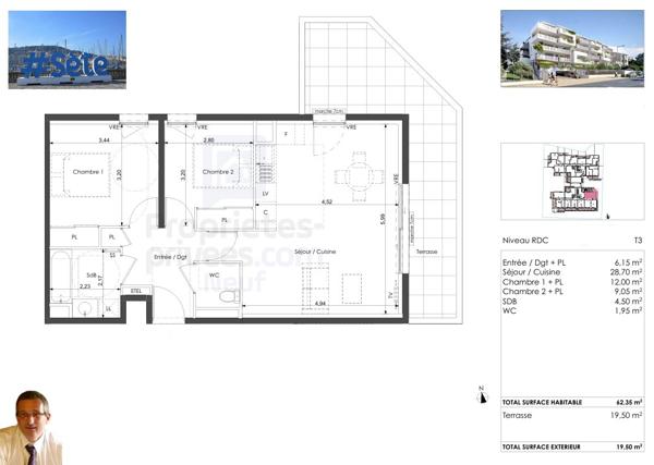 Corniche de Sète, T3 de Standing, Terrasse 20m² Soleil Levant, Accès direct plage, Vie de plain-pied