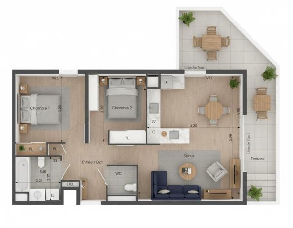 Corniche de Sète, T3 de Standing, Terrasse 20m² Soleil Levant, Accès direct plage, Vie de plain-pied