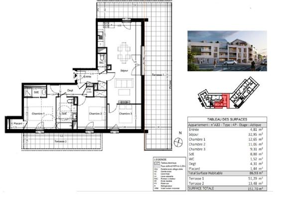 A VENDRE T4 avec Terrasse dernier étage Quartier de la MADELEINE à ANGERS