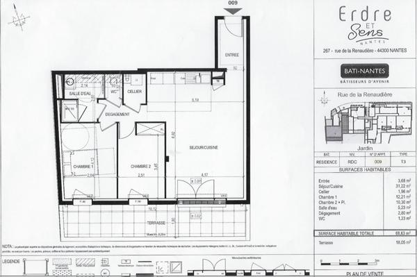 APPARTEMENT T3 de 68 m2 - TERRASSE - GARAGE