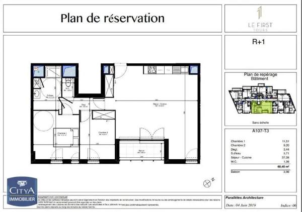 Appartement à louer 3 pièces 68.4m²