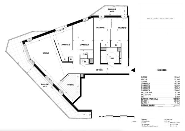 Appartement à vendre 5 pièces 101 m² Boulogne-Billancourt