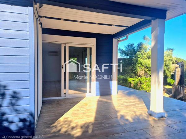 Beau Chalet  T3 - 2 chambres  de 50m2 entièrement rénové, sur terrain de 234m2 clôturé, au calme, avec piscine, à Gassin, proche commerces et plages