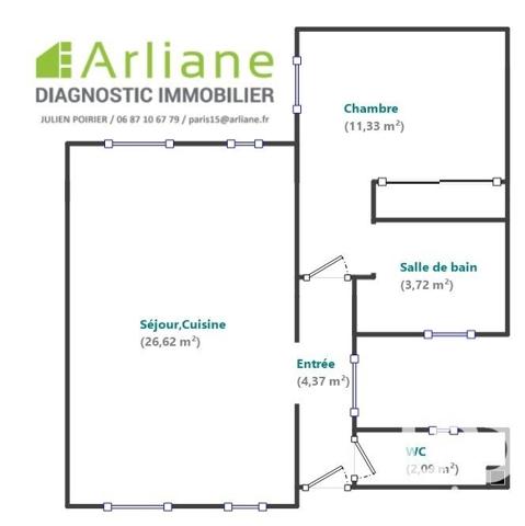 Appartement 2 pièces de 48 m² à Paris (75018)