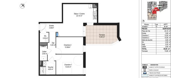 A vendre T3 de 65,05m² avec terrasse au coeur du centre ville de Segré