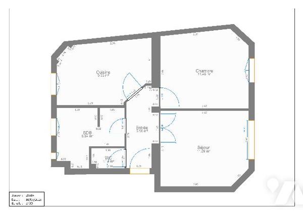 Appartement traversant 2 pièces bon état  42 m²