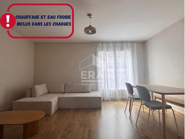 Appartement T3 idéalement situé, lumineux, calme et fonctionnel avec chauffage compris