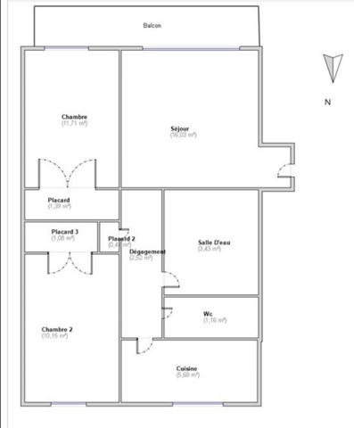 Appartement à vendre 3 pièces 54 m² Viroflay