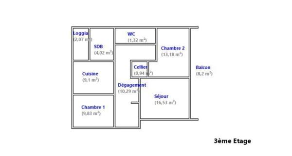 Appartement 3 pièces 67 m² à vendre au calme à BISCHHEIM (67) - Lumineux - Cave
