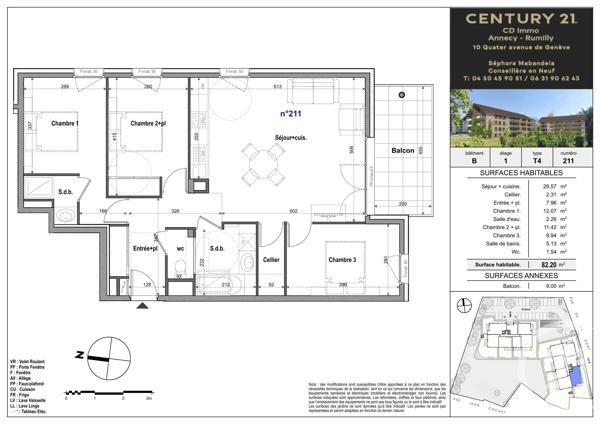Appartement T4 à vendre  4 pièces - 82,20 m 2   FAVERGES SEYTHENEX  - 74