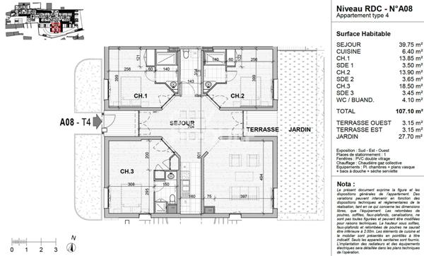 Appartement Vourles 4 pièce(s) 107.10 m2