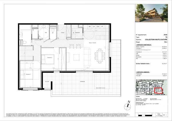 Appartement T3 à vendre  3 pièces - 91,97 m 2   BAILLARGUES  - 34