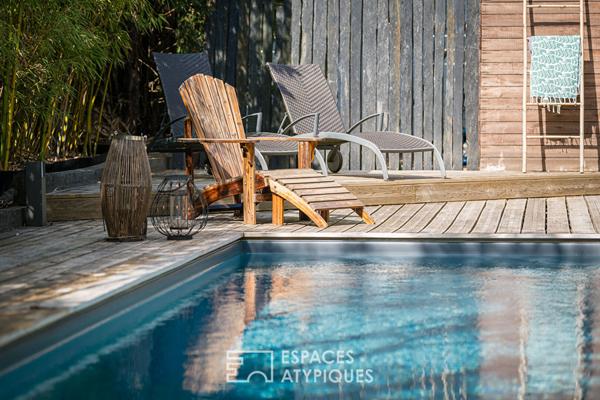 Ancien chai en pierre réhabilité avec jardin et piscine
