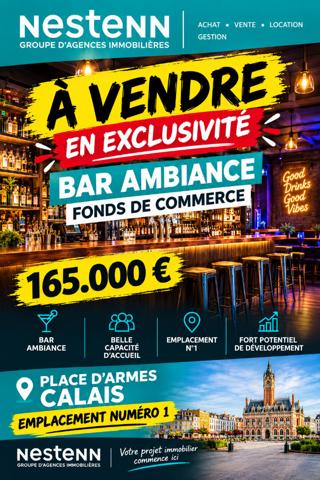 Fonds de commerce  "Bar Ambiance" en Exclusivité place d'Armes Calais-Nord