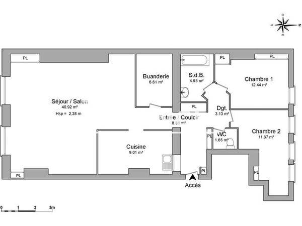 Location Appartement 3 pièces 98.74 m² - 1 PLACE DES TERREAUX Lyon 69001