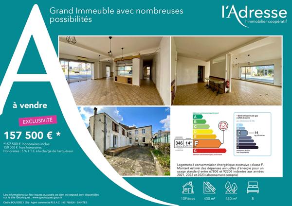 Grand Immeuble avec nombreuses possibilités