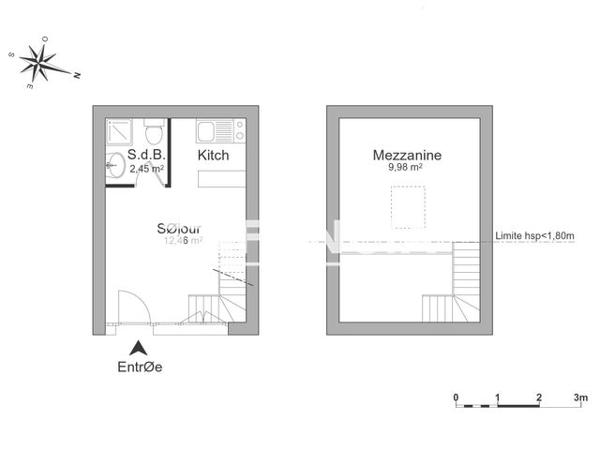 Location Studio 24.9 m² - 16 RUE TIFFONET Bordeaux 33000