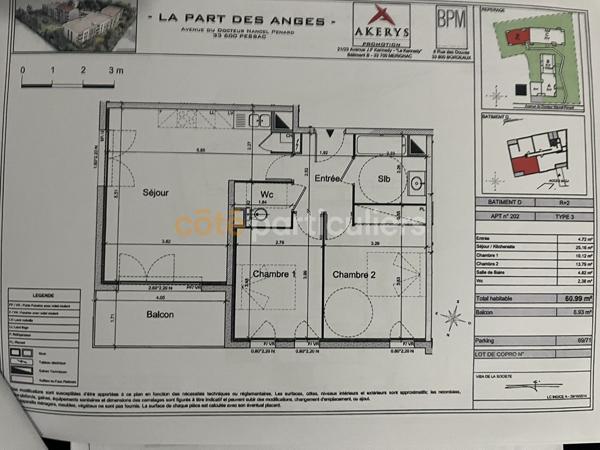 Vente
                Appartement60,4 m² - 3 Pièces -
                    PESSAC (33600)