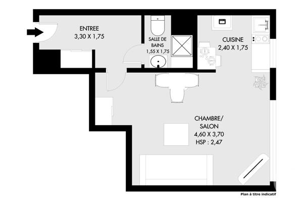 Appartement F1 à vendre  1 pièce - 28 m 2   PARIS  - 75020