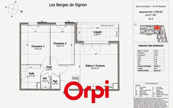 Appartement à vendre    3 pièces • 60,85 m2 Brignoles