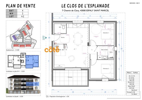 Vente Appartement60,9 m² - 3 Pièces - ESPALY SAINT MARCEL (43000)