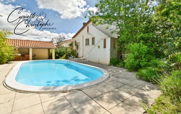 Dpt Hérault (34), à vendre à CANET, maison familiale T6 130m² avec studio indépendant, piscine, pool house sur terrain de 880m²