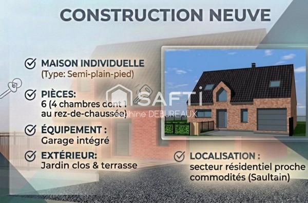 MAISON INDIVIDUELLE NEUVE SEMI PLAIN-PIED – SAULTAIN