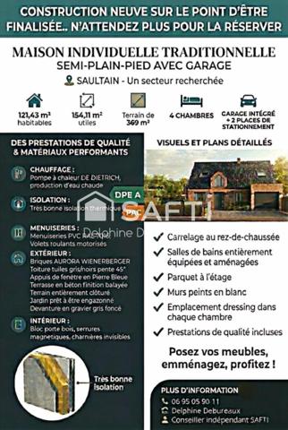 MAISON INDIVIDUELLE NEUVE SEMI PLAIN-PIED – SAULTAIN