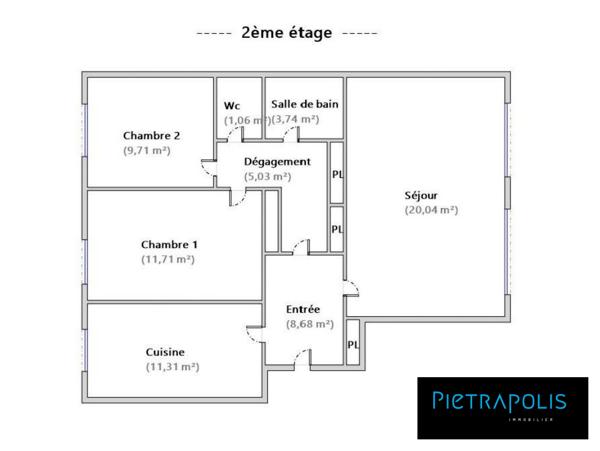 APPARTEMENT DE PLUS DE 71 M2 (2 CHAMBRES), DOUBLE GARAGE ET CAVE