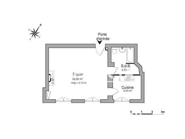 Location Studio 38.61 m² - 3 RUE DES AUGUSTINS Lyon 69001