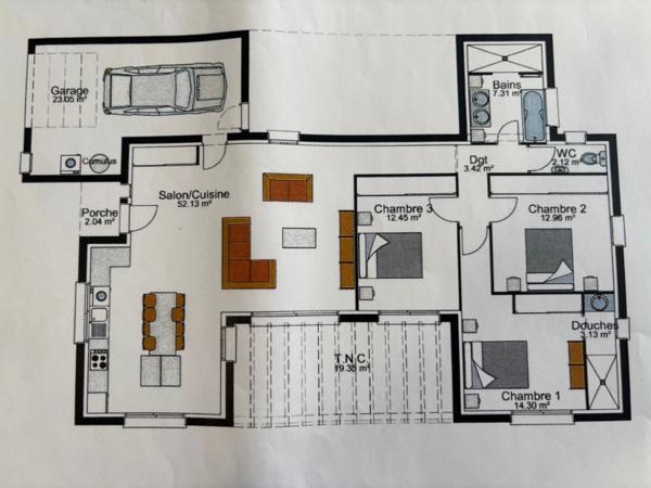 MAGALAS(34) A VENDRE TERRAIN CONSTRUTIBLE DE 818 m2 AVEC VILLA CONTEMPORAINE PLAIN PIED 4 FACES