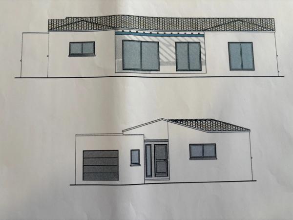 MAGALAS(34) A VENDRE TERRAIN CONSTRUTIBLE DE 818 m2 AVEC VILLA CONTEMPORAINE PLAIN PIED 4 FACES