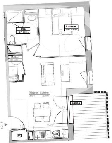 Appartement 2 pièces 43.48 m2