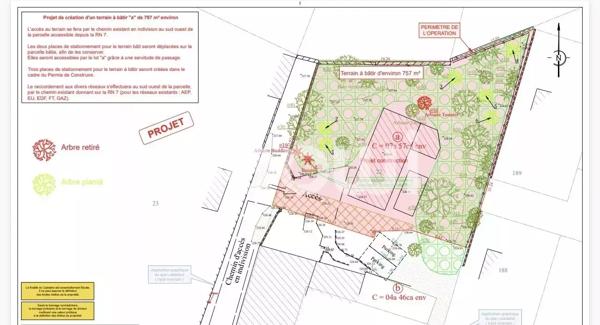 Terrain plat et arboré constructible