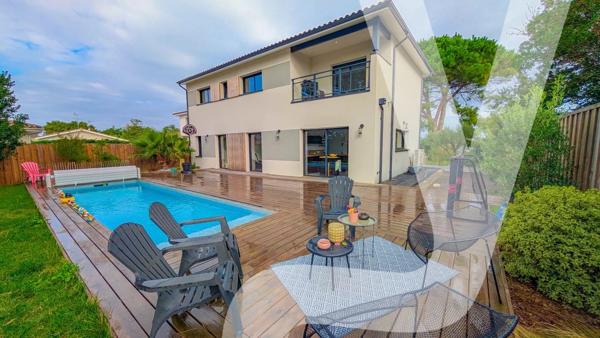 Maison contemporaine 127 m² avec piscine – 4 chambres – Emplacement privilégié - 33260 La Teste-de-Buch - Réf 86215223