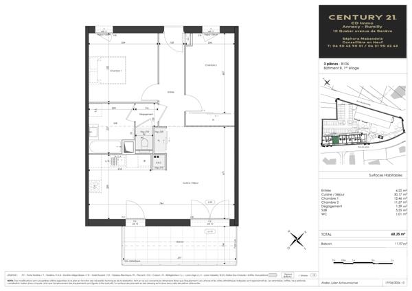 Appartement T3 à vendre  3 pièces - 68,35 m 2   FAVERGES SEYTHENEX  - 74