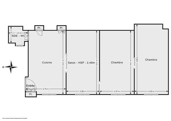 Appartement à vendre  3 pièces - 45,44 m 2   PARIS  - 75011