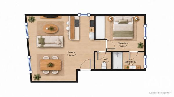 Appartement à vendre 2 pièces 43,03 m² 
