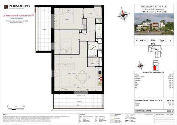 Appartement 3 pièces - 44620 La Montagne