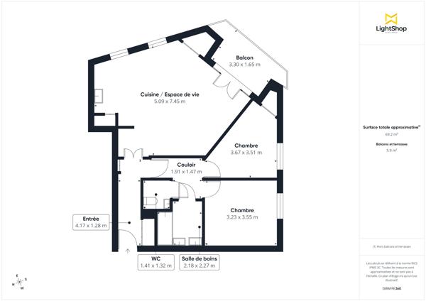 Lumineux et contemporain : 3 pièces de 69,4 m² avec balcon et parking – Avenue Franchet d'Esperey, Nogent-sur-Marne