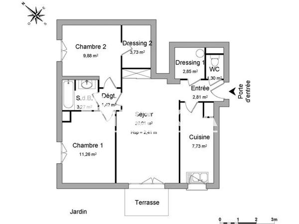 Location Appartement 3 pièces 64.26 m² - 51 QUAI DU POTHUIS Pontoise 95300